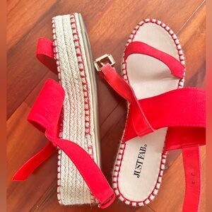 Red wedge espadrilles